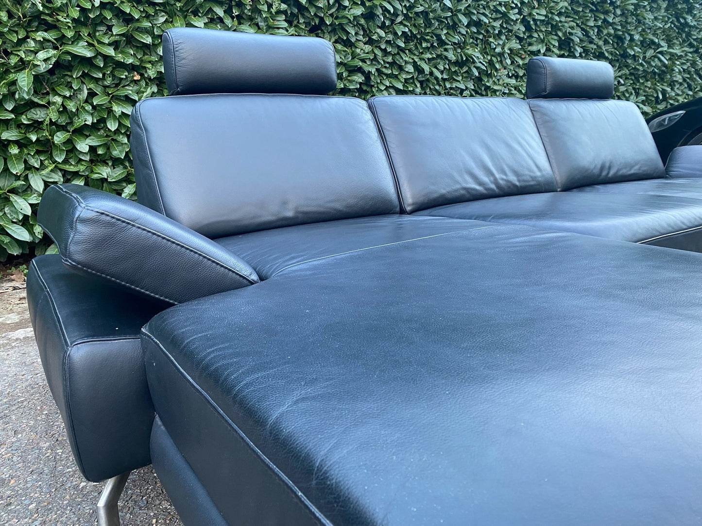 Henders & Hazel Zwarte Hoekbank – Premium Europees Comfort – Echt Leer
