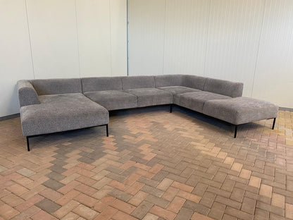 GRATIS LEVERING HEEL BENELUX + DACH Montel Grote Grijs Stoffen U-Bankstel