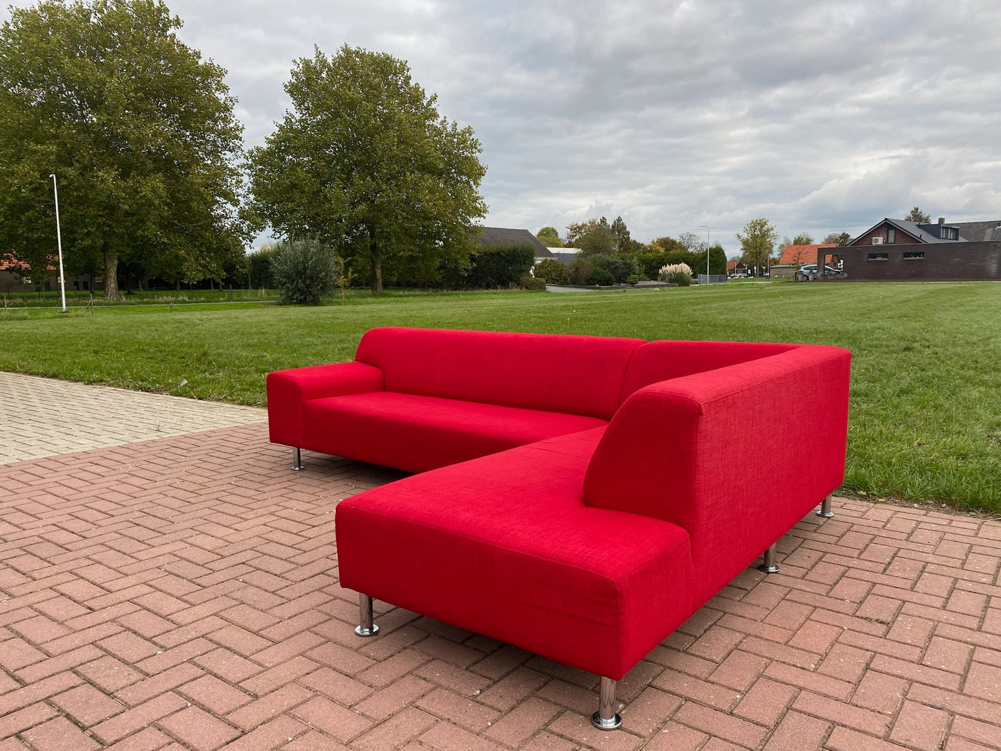 GRATIS LEVERING HEEL BENELUX + DACH Rode Stoffen Hoekbank