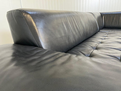 GRATIS LEVERING HEEL BENELUX + DACH Caliaitalia Zwarte Echt Leer Hoekbank