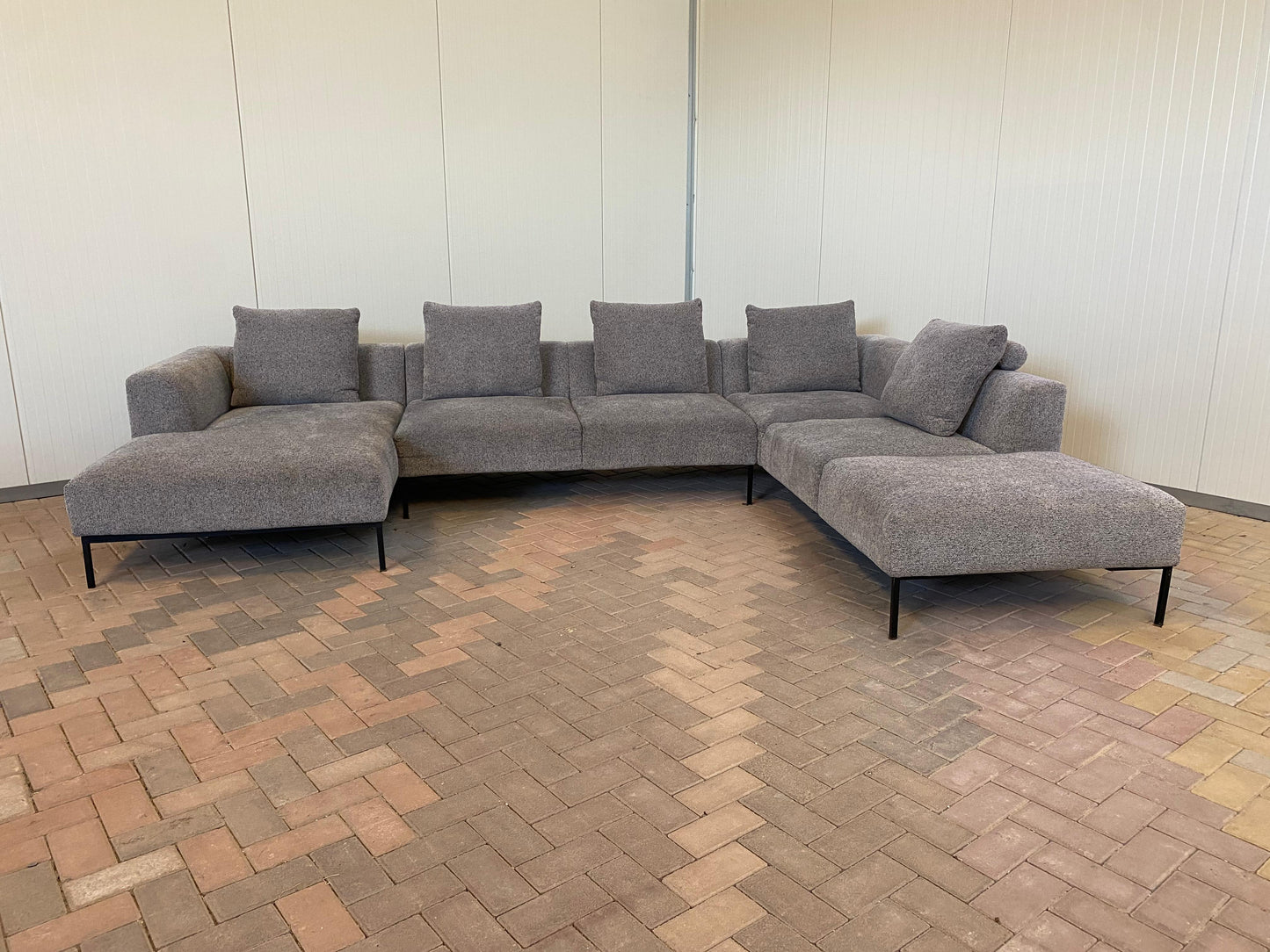 GRATIS LEVERING HEEL BENELUX + DACH Montel Grote Grijs Stoffen U-Bankstel