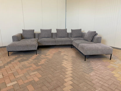 GRATIS LEVERING HEEL BENELUX + DACH Montel Grote Grijs Stoffen U-Bankstel