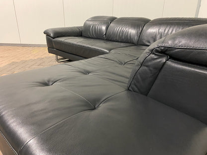 Natuzzi Speranza Leren Hoekbank – Italiaans Design – Luxe Antraciet Echt Leer – Gratis Levering