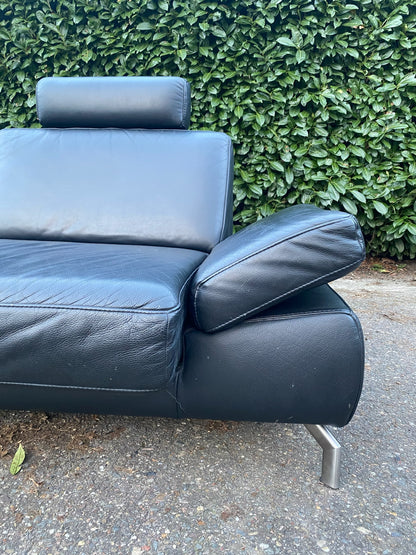 Henders & Hazel Zwarte Hoekbank – Premium Europees Comfort – Echt Leer