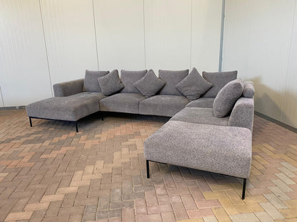 GRATIS LEVERING HEEL BENELUX + DACH Montel Grote Grijs Stoffen U-Bankstel