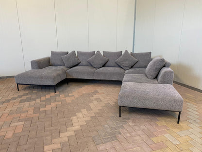 GRATIS LEVERING HEEL BENELUX + DACH Montel Grote Grijs Stoffen U-Bankstel