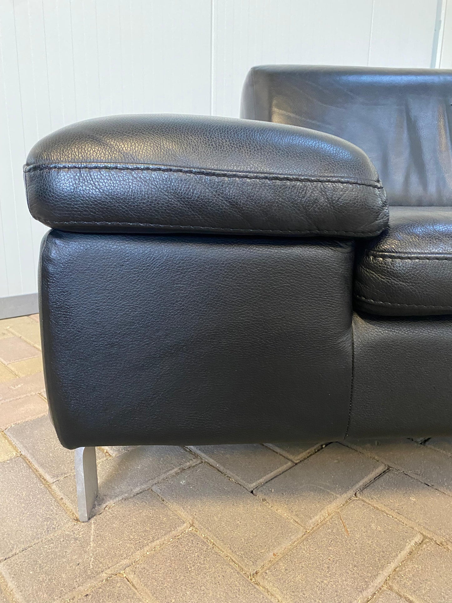 GRATIS LEVERING HEEL BENELUX + DACH Caliaitalia Zwarte Echt Leer Hoekbank