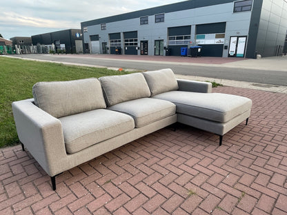 GRATIS LEVERING HEEL BENELUX + DACH Mooie Grijze Stoffen Hoekbank