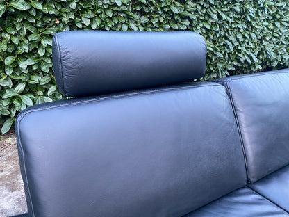 Henders & Hazel Zwarte Hoekbank – Premium Europees Comfort – Echt Leer