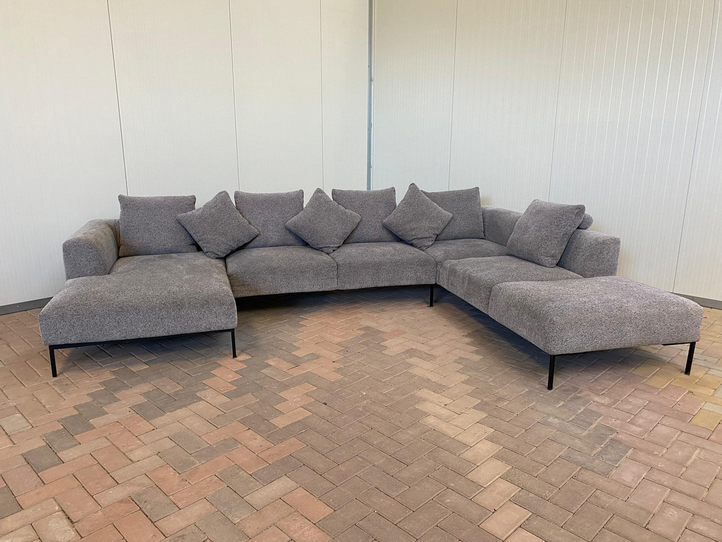 GRATIS LEVERING HEEL BENELUX + DACH Montel Grote Grijs Stoffen U-Bankstel