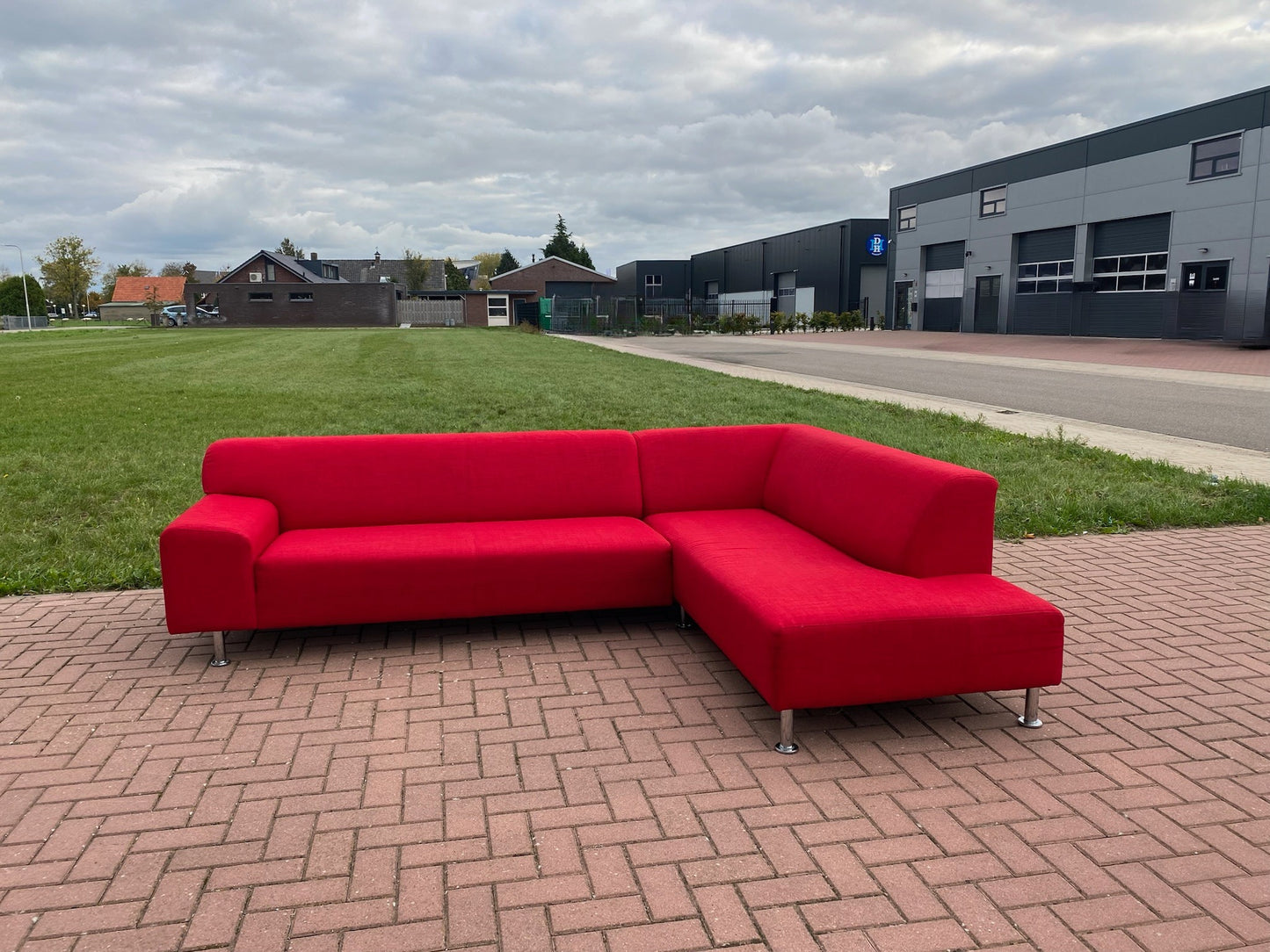 GRATIS LEVERING HEEL BENELUX + DACH Rode Stoffen Hoekbank