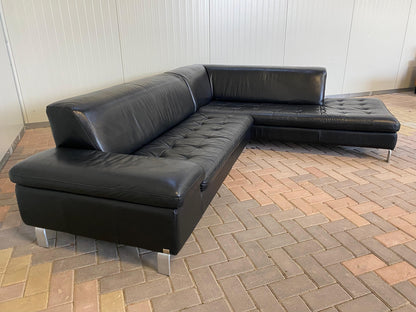 GRATIS LEVERING HEEL BENELUX + DACH Caliaitalia Zwarte Echt Leer Hoekbank