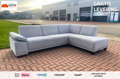 GRATIS LEVERING HEEL BENELUX + DACH Mooi Grijs Stoffen Hoekbank