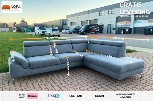 GRATIS LEVERING HEEL BENELUX + DACH Montel Grijze Hoekbank