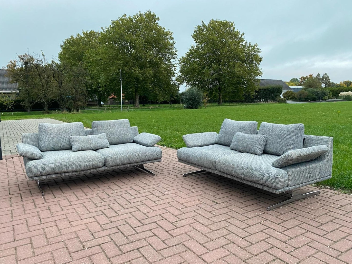 GRATIS LEVERING HEEL BENELUX + DACH Mooi Montel Grijs Stoffen Bankstel