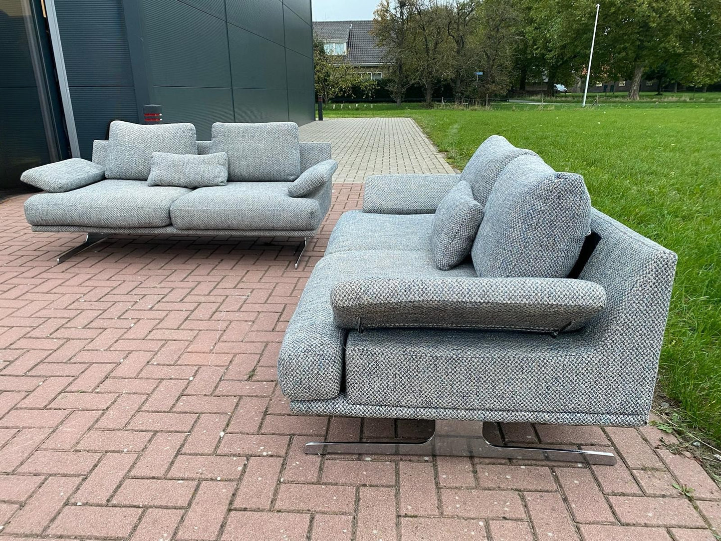 GRATIS LEVERING HEEL BENELUX + DACH Mooi Montel Grijs Stoffen Bankstel