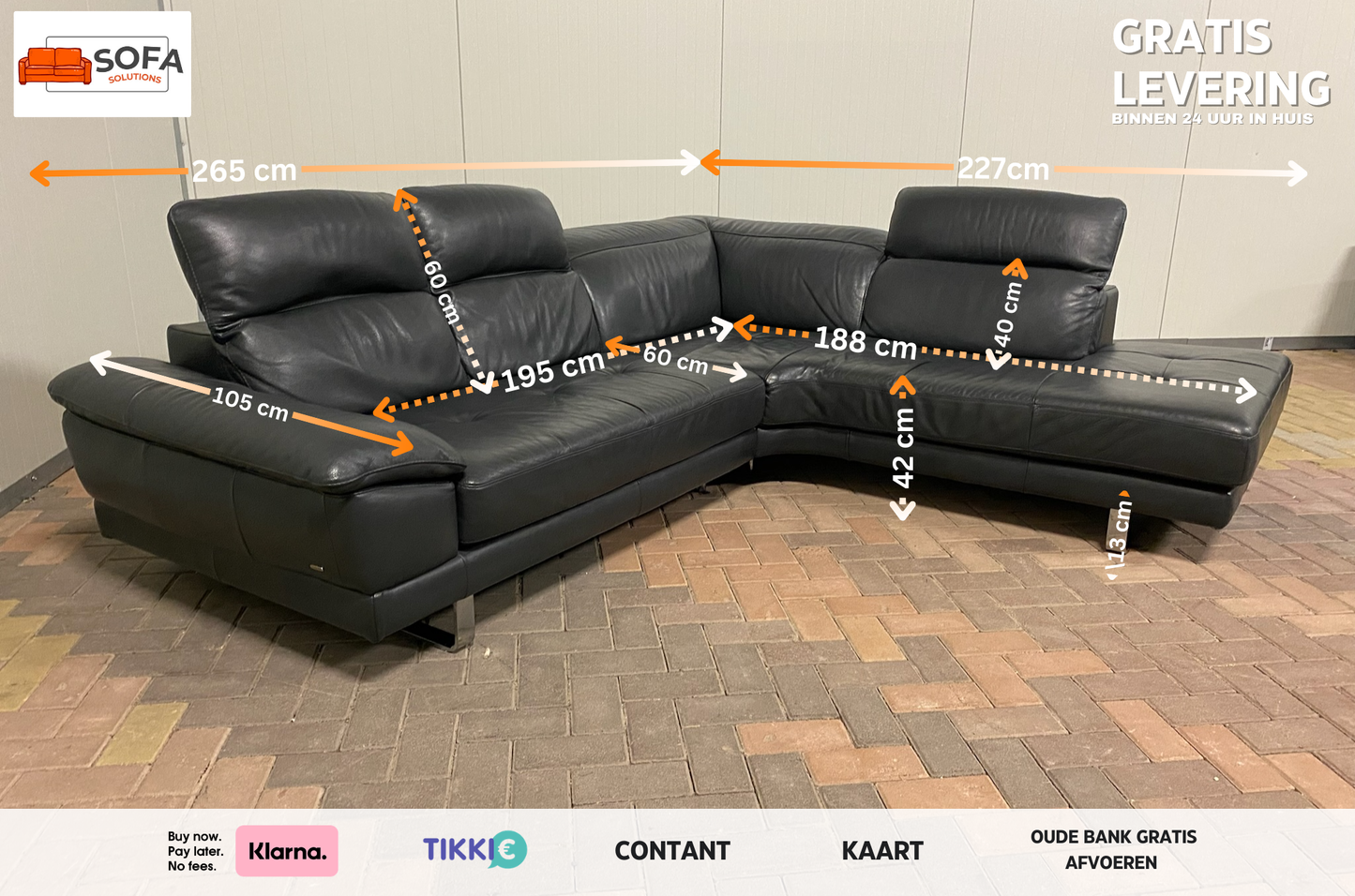 Natuzzi Speranza Leren Hoekbank – Italiaans Design – Luxe Antraciet Echt Leer – Gratis Levering