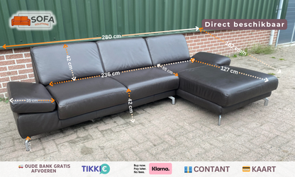 Montel Bruine Leren Hoekbank – Premium Europees Comfort – Echt Leer – Gratis Levering NL & BE