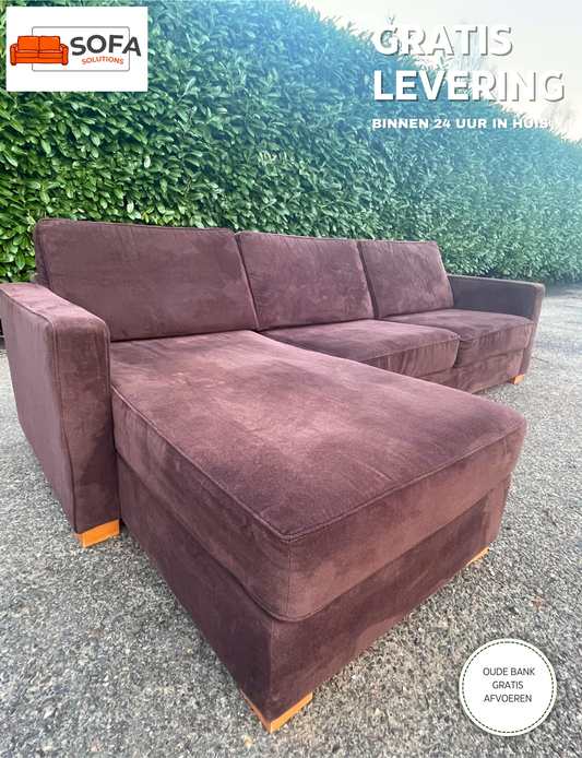 GRATIS LEVERING HEEL BENELUX + DACH Bruin Montel Stoffen Hoekbank