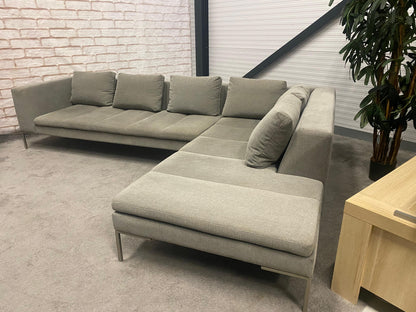 GRATIS LEVERING HEEL BENELUX + DACH Montel Taupe Stoffen Hoekbank