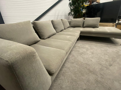 GRATIS LEVERING HEEL BENELUX + DACH Montel Taupe Stoffen Hoekbank