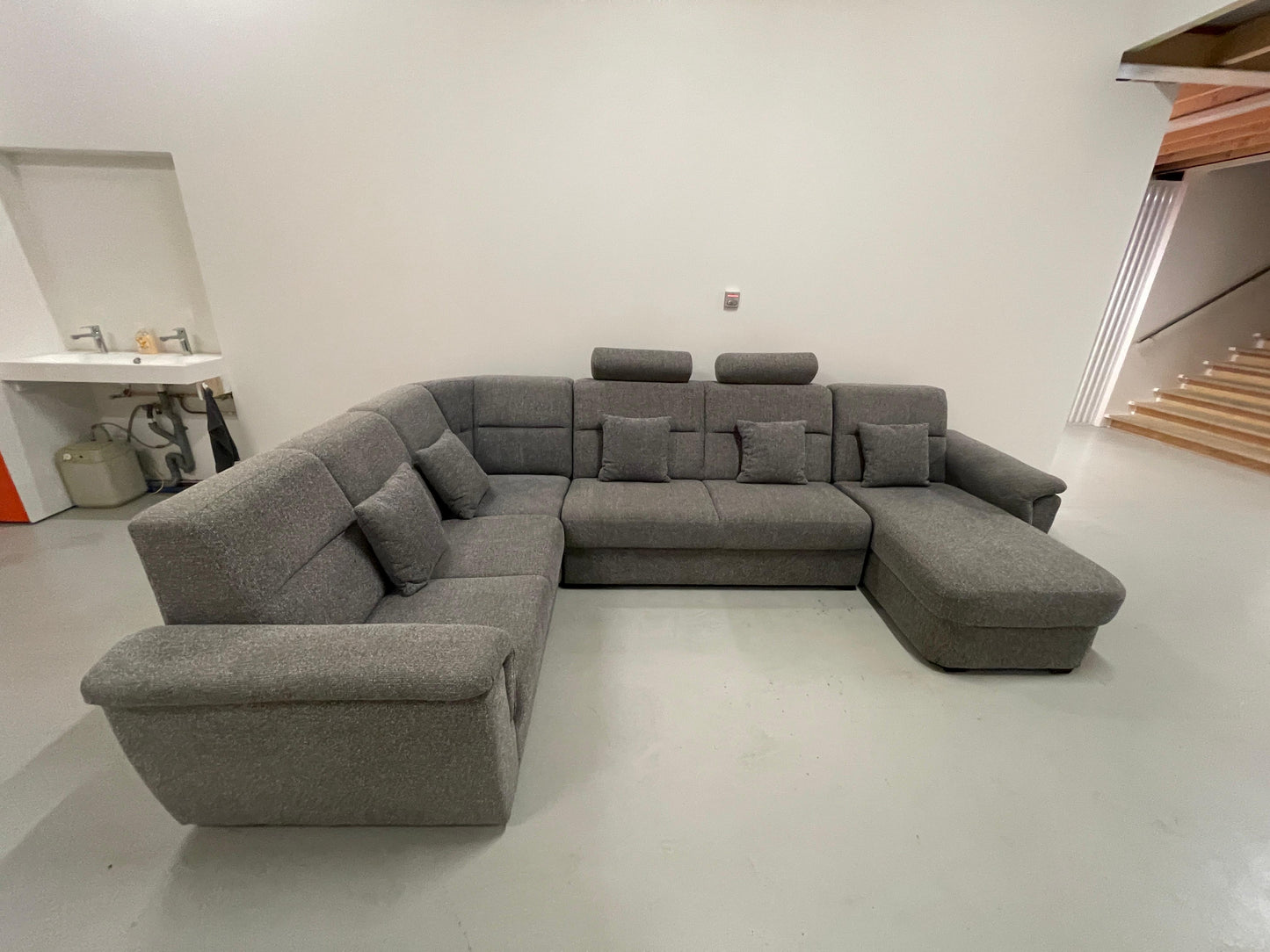 GRATIS LEVERING HEEL BENELUX + DACH Groot Grijze Stoffen U Bankstel