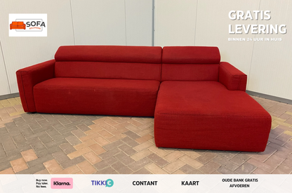 Montel Rode Stoffen Hoekbank – Verstelbare Hoofdsteunen – Ruim Zitcomfort – Gratis Levering NL & BE