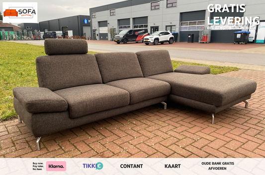 Henders & Hazel Donkerbruine Stoffen Hoekbank – Verstelbaar Comfort – Stijlvol Design – Gratis levering NL & BE
