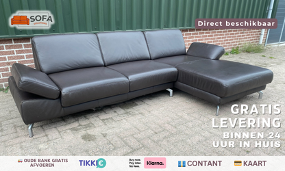 Montel Bruine Leren Hoekbank – Premium Europees Comfort – Echt Leer – Gratis Levering NL & BE