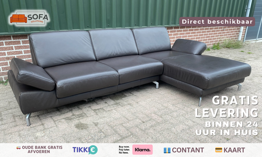 Montel Bruine Leren Hoekbank – Premium Europees Comfort – Echt Leer – Gratis Levering NL & BE