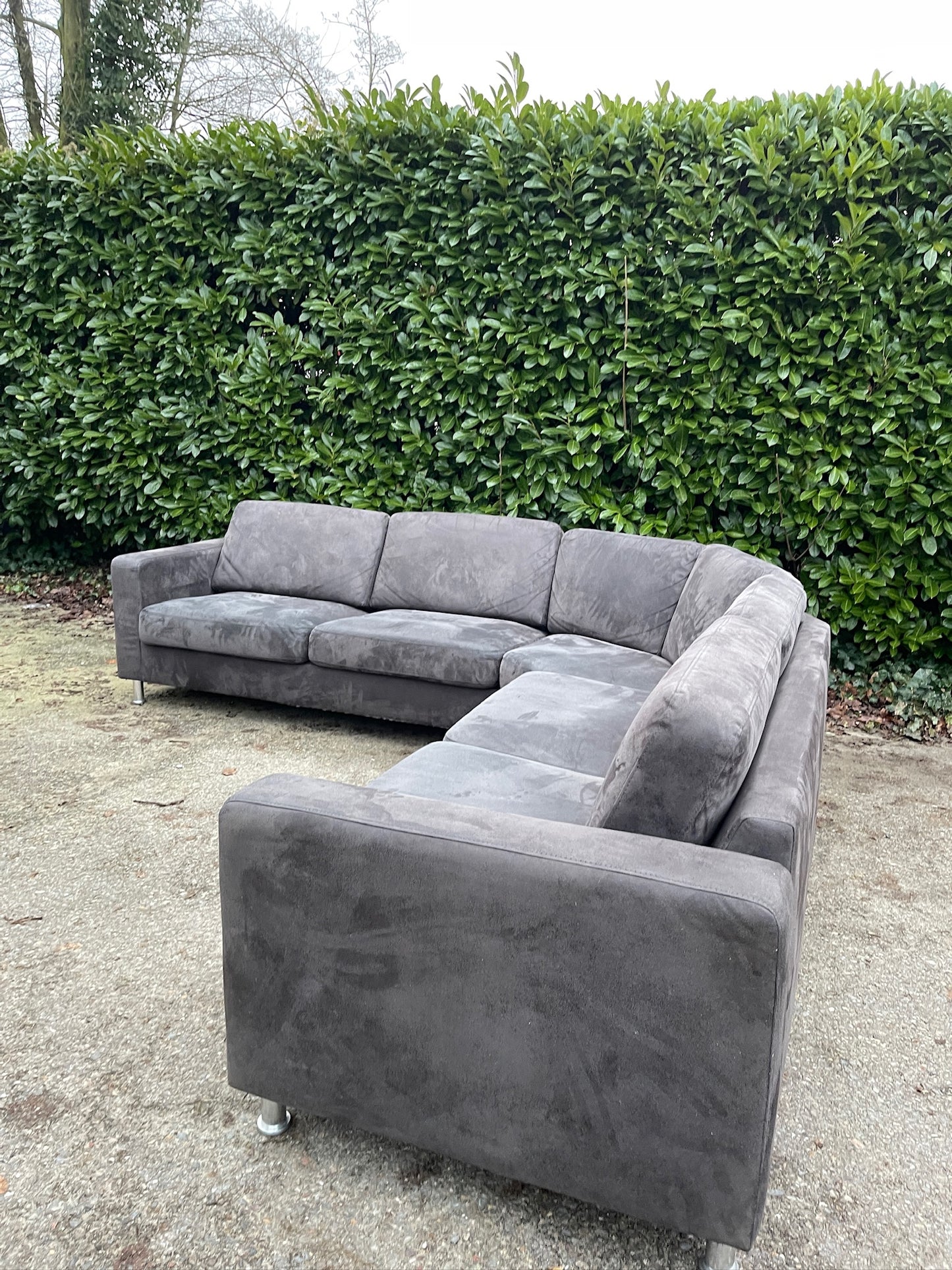 GRATIS LEVERING HEEL BENELUX + DACH Mooie Grote Antraciet Hoekbank