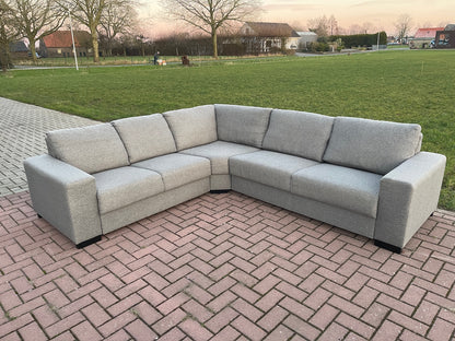 GRATIS LEVERING HEEL BENELUX + DACH Mooie Grijs Stoffen Hoekbank