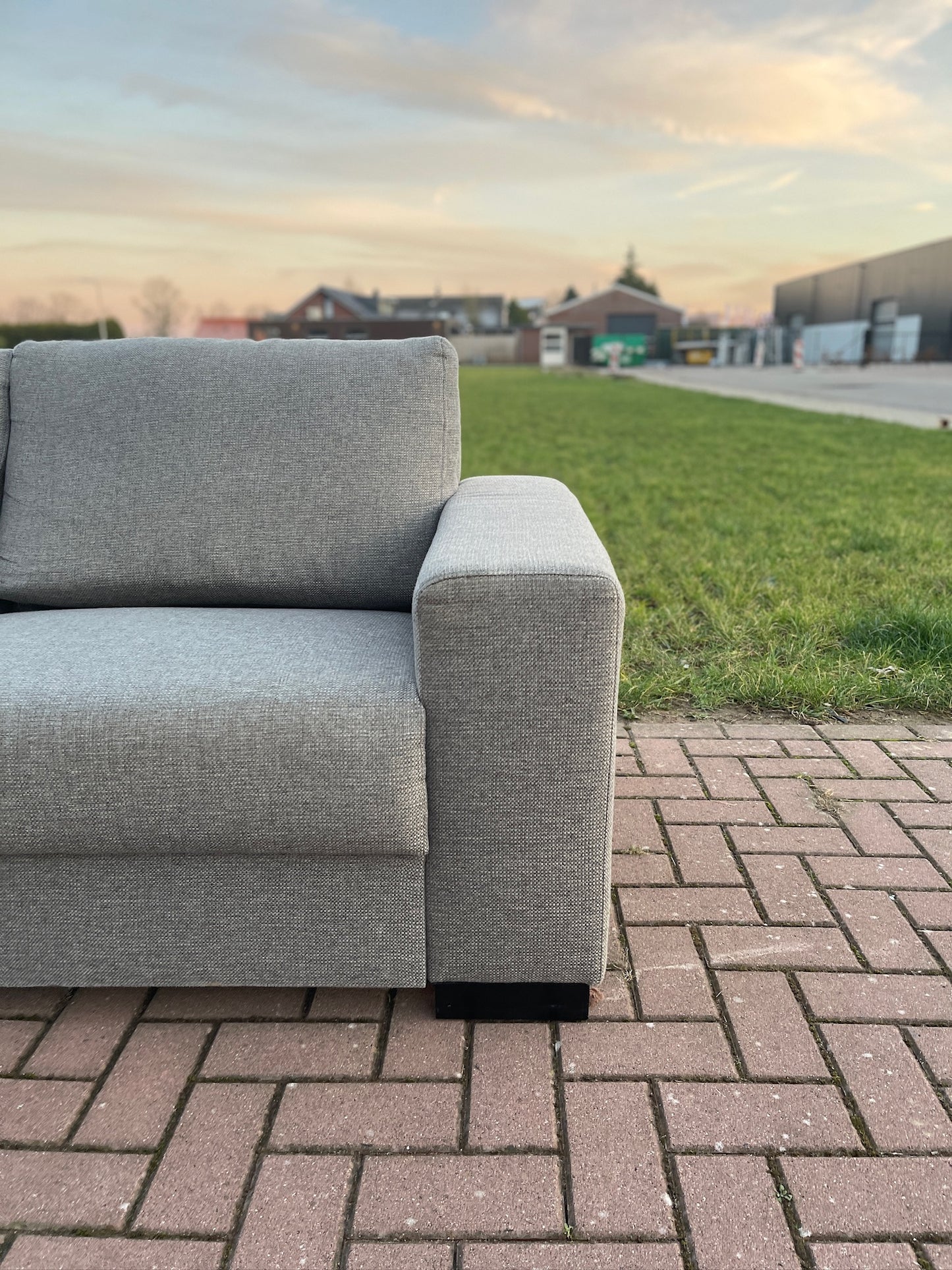 GRATIS LEVERING HEEL BENELUX + DACH Mooie Grijs Stoffen Hoekbank