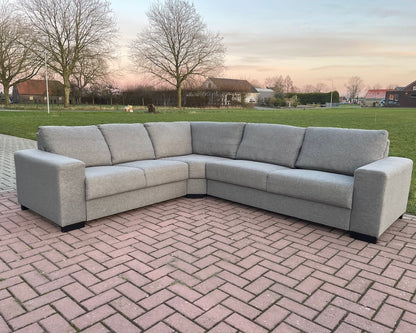 GRATIS LEVERING HEEL BENELUX + DACH Mooie Grijs Stoffen Hoekbank