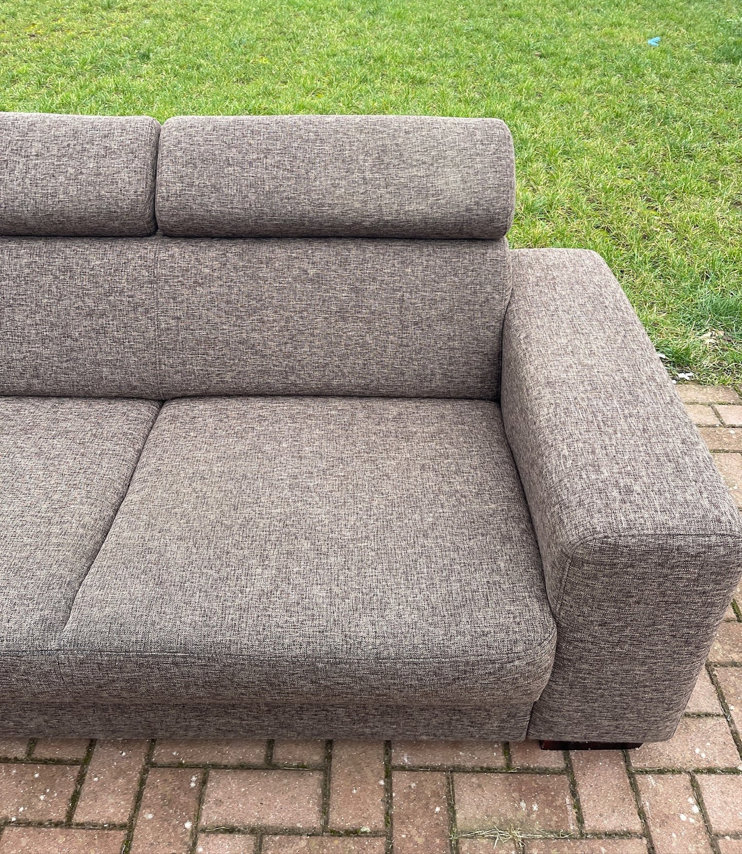 GRATIS LEVERING HEEL BENELUX + DACH Grote Stoffen Bruin 4 -zits Bankstel + Hocker