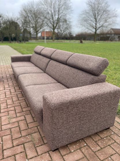 GRATIS LEVERING HEEL BENELUX + DACH Grote Stoffen Bruin 4 -zits Bankstel + Hocker
