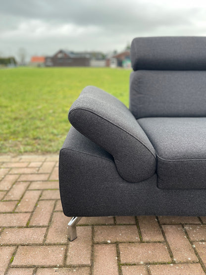 GRATIS LEVERING HEEL BENELUX + DACH Montel 3-zits Antraciet Bankstel + Hocker