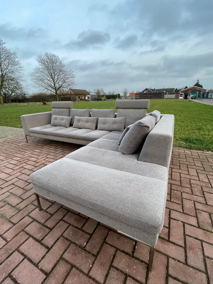 GRATIS LEVERING HEEL BENELUX + DACH Montel Grijs Stoffen Hoekbank