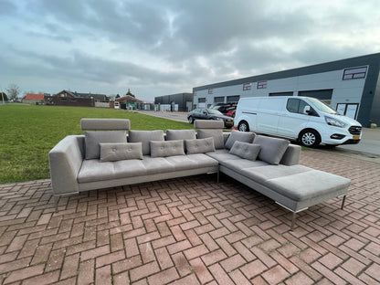 GRATIS LEVERING HEEL BENELUX + DACH Montel Grijs Stoffen Hoekbank