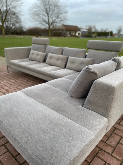 GRATIS LEVERING HEEL BENELUX + DACH Montel Grijs Stoffen Hoekbank