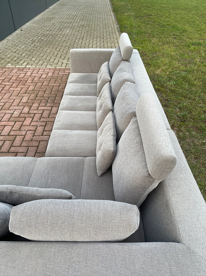 GRATIS LEVERING HEEL BENELUX + DACH Montel Grijs Stoffen Hoekbank