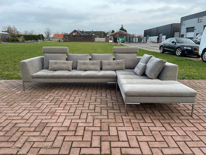 GRATIS LEVERING HEEL BENELUX + DACH Montel Grijs Stoffen Hoekbank