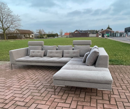 GRATIS LEVERING HEEL BENELUX + DACH Montel Grijs Stoffen Hoekbank