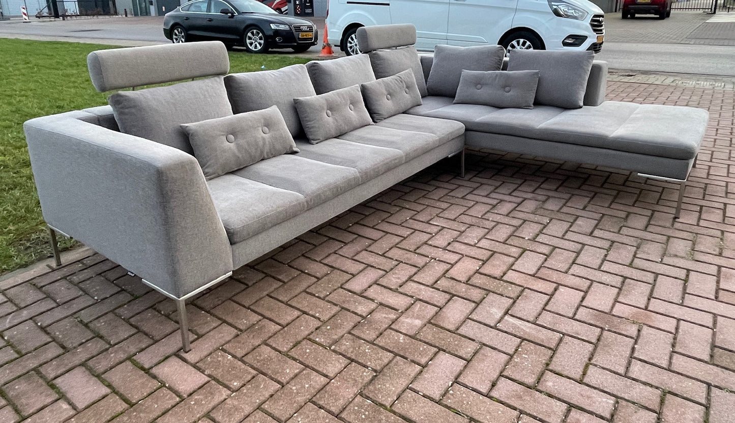 GRATIS LEVERING HEEL BENELUX + DACH Montel Grijs Stoffen Hoekbank