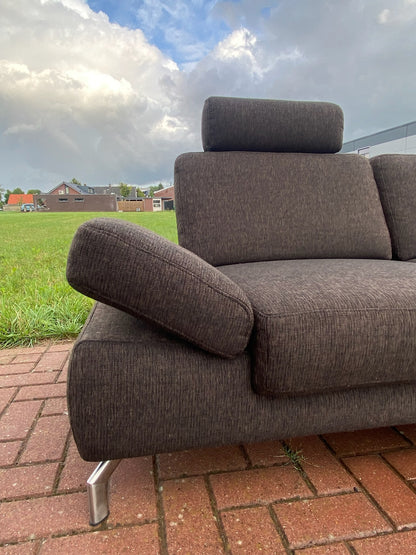 GRATIS LEVERING HEEL BENELUX + DACH Henders & Hazel Donkerbruine Stoffen Hoekbank