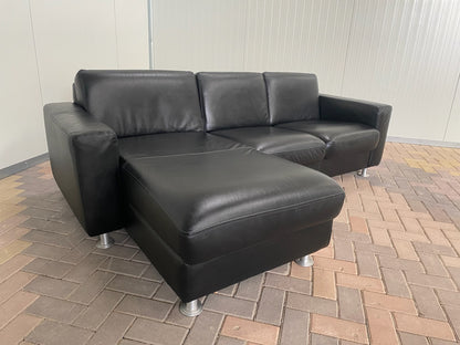 GRATIS LEVERING HEEL BENELUX + DACH Mooie Zwarte Echt Leer Hoekbank