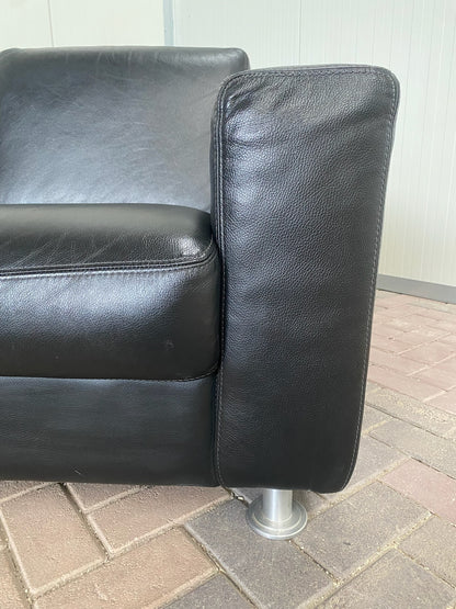 GRATIS LEVERING HEEL BENELUX + DACH Mooie Zwarte Echt Leer Hoekbank