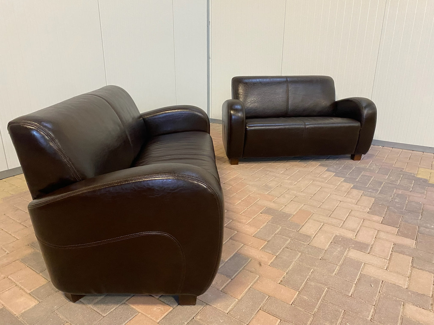 GRATIS LEVERING HEEL BENELUX + DACH Bruin Echt Leer Bankstel 3+2,5 Zits