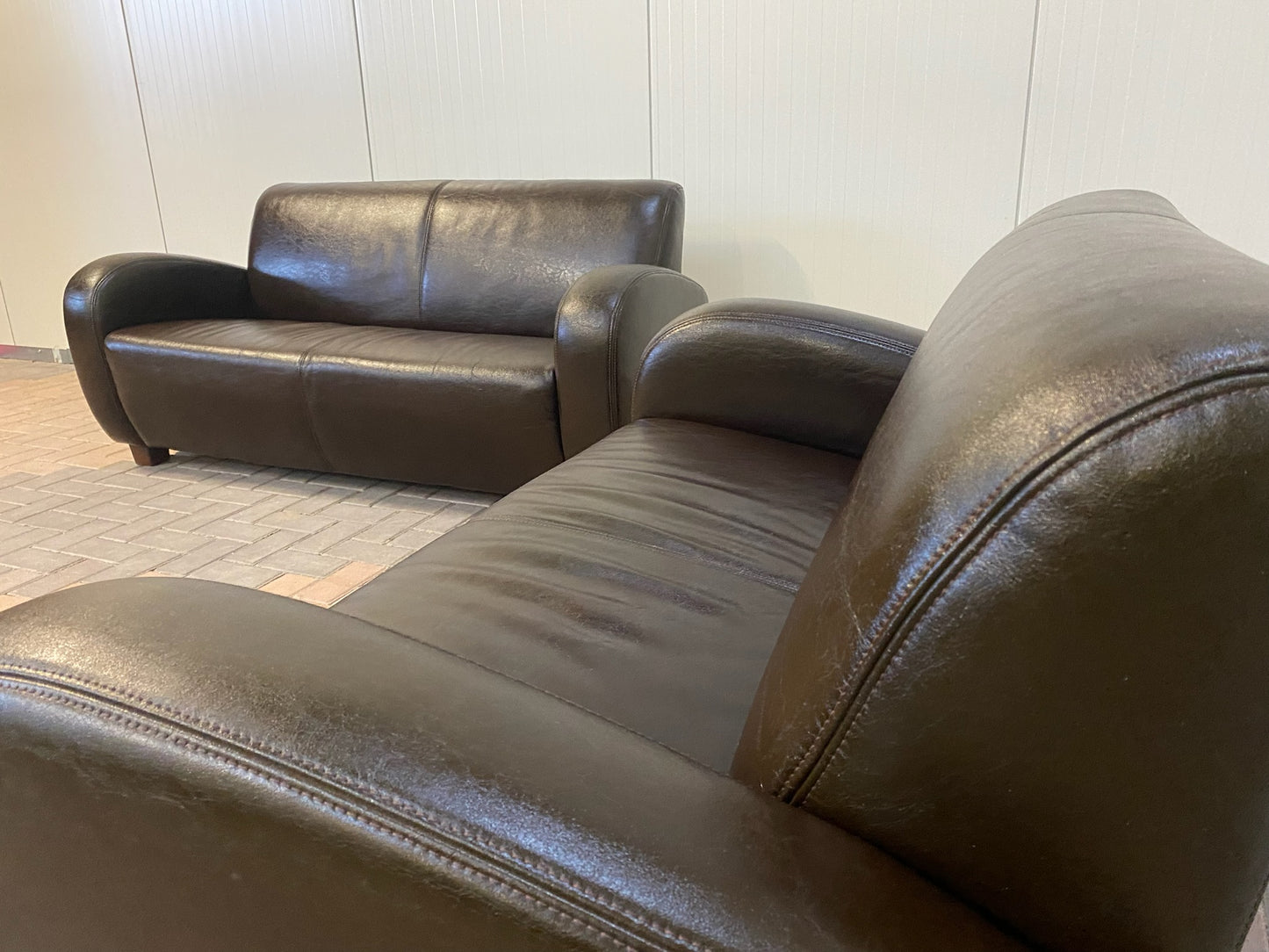 GRATIS LEVERING HEEL BENELUX + DACH Bruin Echt Leer Bankstel 3+2,5 Zits