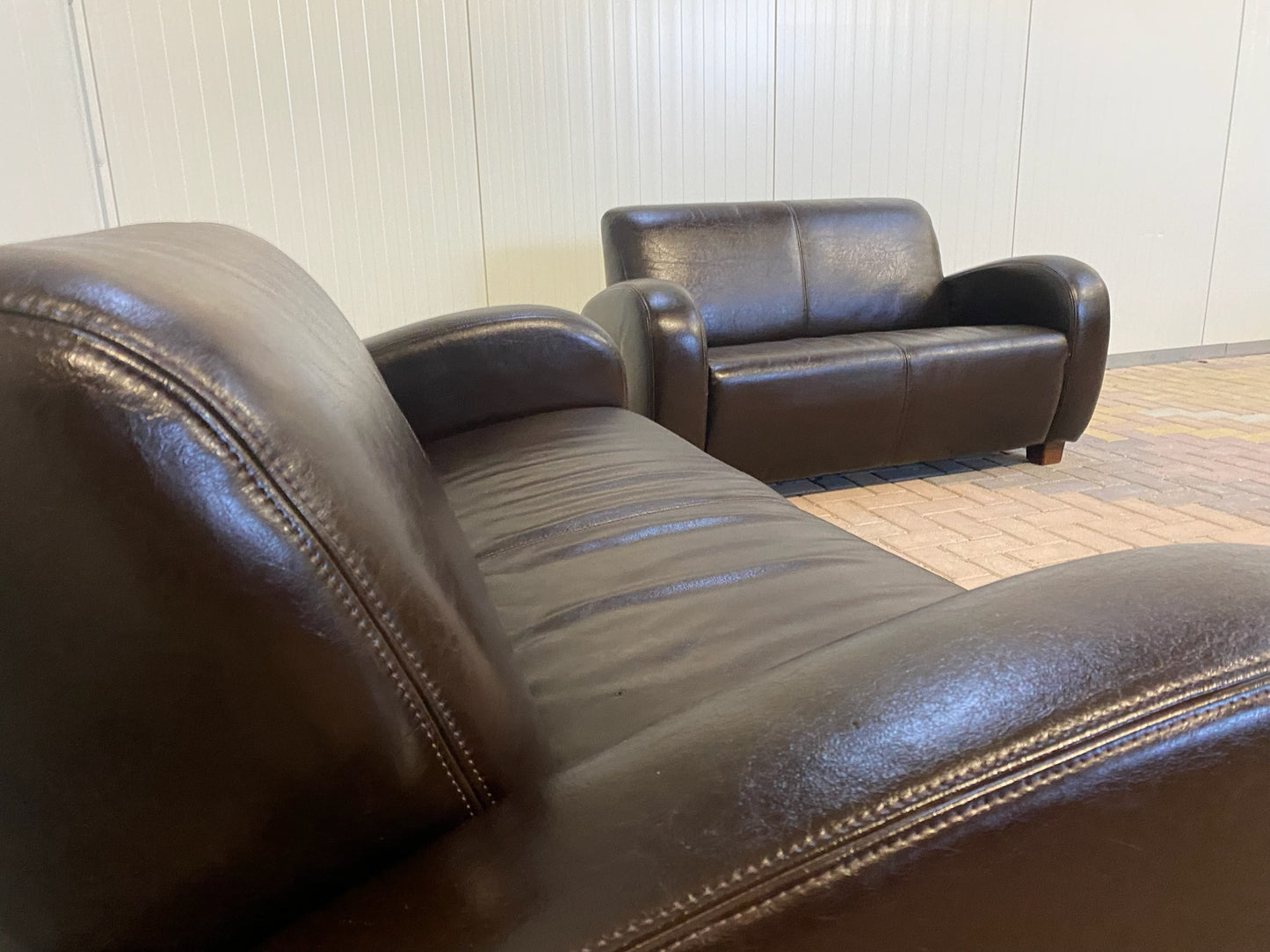 GRATIS LEVERING HEEL BENELUX + DACH Bruin Echt Leer Bankstel 3+2,5 Zits